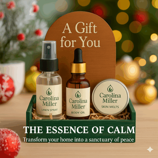 Carolina Miller Open-Top Box Gift Set (1 Scented Linen Spray + 1 Scented Body Oil + 1 Tin of Scented Skin Melts)